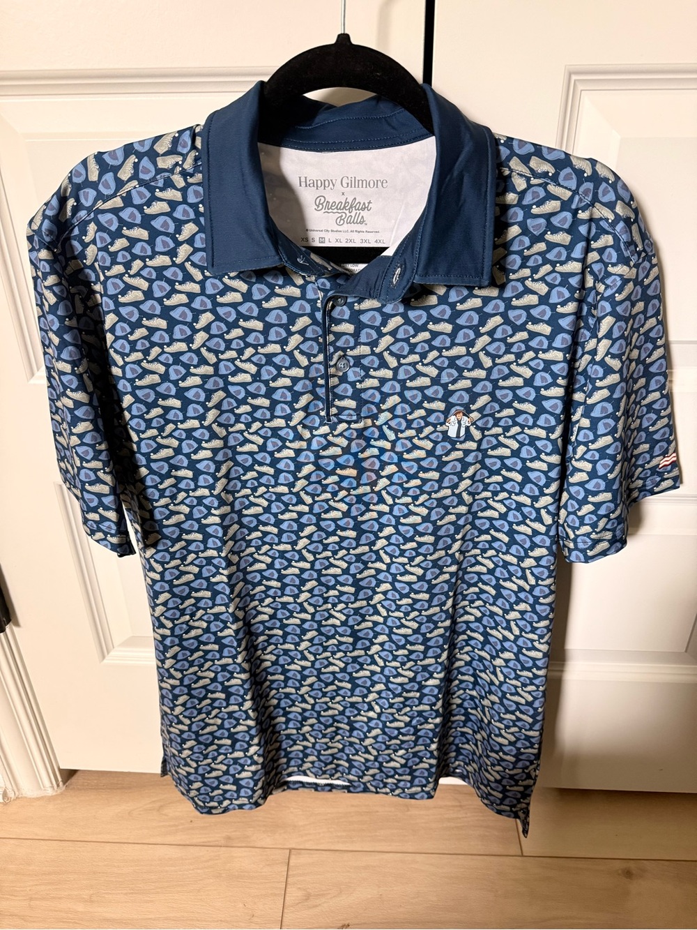 Men’s Blue Printed Performance Polo